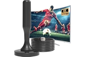 DTB TECH Indoor TV Aerial - Freeview Digital TV Aerial Indoor - 250+ Miles Range, Magnetic Base – Freeview TV Antenna Indoor Support VHF/UHF/DAB Radio/4K/1080P and All TV