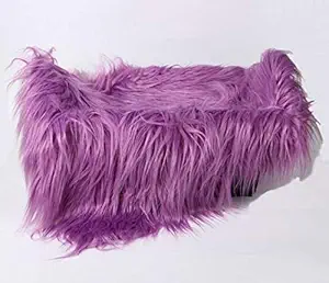 BabyMoon Shiny Long Fur Blanket Cum Background New Born Photography Shoot Props Costumes (76x63 cm; Snow White) (Purple)