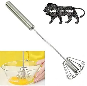 Buystack Enigma Range Power Free Semi Automatic Stainless Steel Egg Beater Lassi/Butter Milk Maker/Mixer Hand Blender/Rawai (Silver)