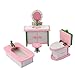 Produktbild Fenteer 4-TLG 1/12 Puppenhausmöbel Mini Toilette Badewanne Schminktisch Hocker Set, Kinder Holzspielzeug
