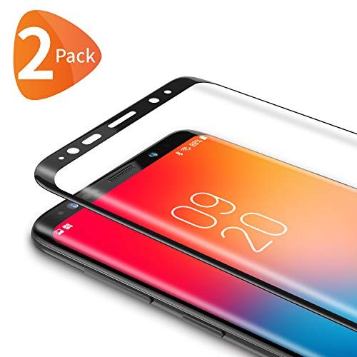 Bewahly Verre Trempé Samsung Galaxy S8 [2 pièces], 3D Incurvé Couverture Complète Film Protection en Verre trempé Écran Protecteur Vitre Dureté 9H pour Samsung Galaxy S8 (Noir)