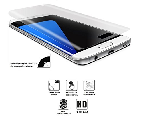 wortek TPU Schutzfolie 1 Stück für Samsung Galaxy S7 Edge – Folie deckt gesamte Front & Edges ab (vorgebogen & gehärtet) – Neues Modell - 3