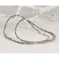 Diamant Kette aus grauen Rohdiamanten (Sterlingsilber 925) Diamanten Kette mit Expertise
