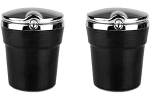 ESENLONG Cenicero para Coche con Tapa,Cenicero de Coche Portátil Cenicero Reemplazo Holder Desmontable para Vehículo Luz LED Negro para Automóvil Oficina Coche Cenicero reemplazo Holder Negro 2 piezas