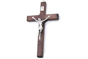 Enyolidimk Brown Stakee Wooden Cross Hanging Religious Worship Symbol For Home Decoration Wooden Catholic Crucifix Orament, Decorative Items