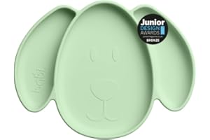 Babi® Baby Toddler Large Suction Dog Plate, Non Slip Weaning Plate, 100% Food Grade Silicone, with Stay Put Suction Ring, for Mess Free Meals! (Green)