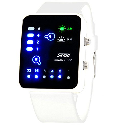 ufengke mode rechteck zifferblatt binre led wasserdicht handgelenk armbanduhren,einzigartige nachtlicht sport armbanduhren fr mannfrauen,wei