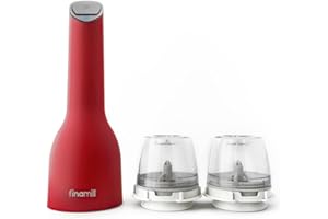 FinaMill Molinillo de pimienta recargable por USB y molinillo de especias | Grosor ajustable, elementos de molienda de cerámica, operación con un solo toque con luz LED | Incluye 2 cápsulas PRO Plus