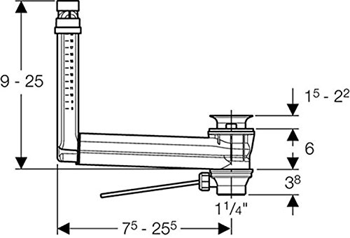 Geberit Ab- und Überlaufventil Clou mit Hebelgestänge für Exzenter 152.018.00.1, 152.018.00.1 - 3