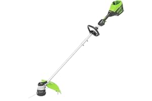 Greenworks Desbrozadora de césped con batería de 60 V y 40 cm, motor sin escobillas, Dual Twist Line, sin batería ni cargador