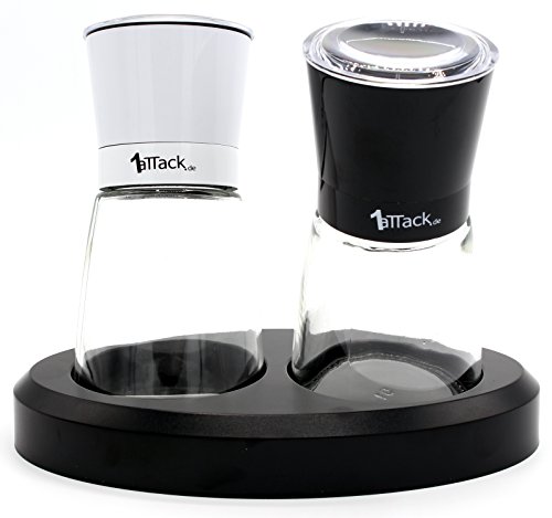 Moderne Salzmühle Pfeffermühle Gewürzmühle (2 Stück) Set, einstellbares Keramikmahlwerk für Pfeffer Grobes Himalya Salz Meersalz Chilli, Manuelle Kräutermühle - 5