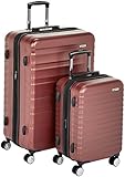 AmazonBasics Valise rigide à roulettes pivotantes de qualité supérieure avec serrure TSA intégrée - Lot de 2 pièces (55 cm, 78 cm), Rouge