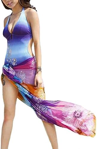 Neevas Summer Women Sexy Chiffon Beach Towel Pareo SARONG Cover-ups Off-shoulder Dress (B)