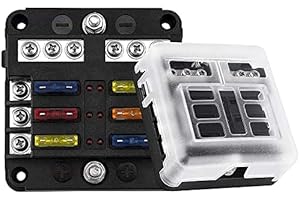 GIDREN Kfz Sicherungshalter Flachsicherung, ENDARK Kfz Sicherungskasten, 6 Fach Sicherungshalter mit LED-Anzeige Negativen Bus für Auto, Boot, Van, Suv, LKW (6 Way)