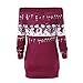 Produktbild JYJM 2018 Frauen Frohe Weihnachten Elch Print V-Ausschnitt Langarm Bluse Shirt Damen Weihnachten Tops Plaid Splice Hem Rentier Niedliche Tunika Bluse Elk Print Lange Ärmel Bottoming