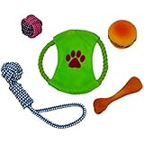 5-teiliges Maxi Spielzeug-Set für Hunde / Katzen | Mix aus 5 verschiedenen bunten Teile zum Beißen Kauen Rollen Werfen & Apportieren | Stundenlanger Spielspaß für Vierbeiner und Herrchen/Frauchen