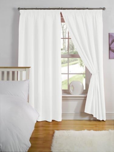 Simply Style White Thermal Backed Readymade Curtain Pair 66x72in(167x182cm)