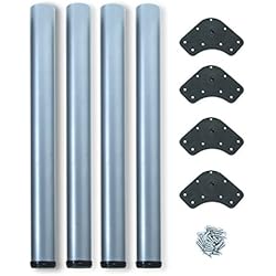 Emuca 2034525 - Pies de mesa regulables, acero pintado, Aluminio, Diámetro de 60 mm, Altura Regulable de 710-730 mm