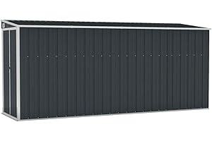 vidaXL Capanno da Giardino a Parete Antracite 118x382x178 cm Acciaio