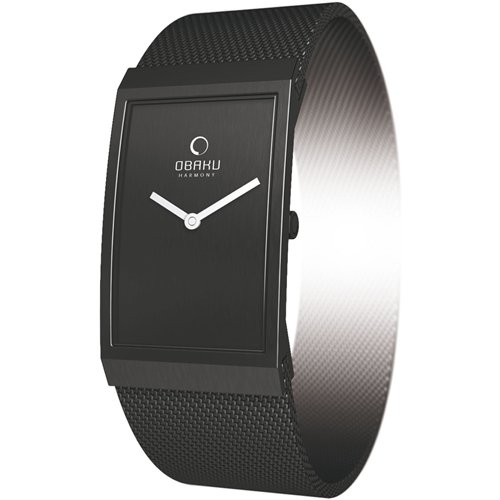 Obaku by Ingersoll ladies black dial black leather strap watch