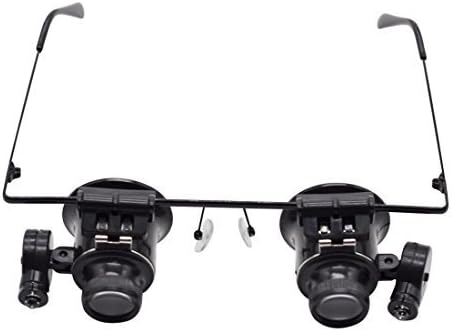JLERU MG9892A-2 20x Magnifying Loupe Lens Jeweler Watch Repair Eye Glasses Magnifier with LED Light