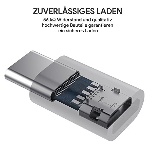 AUKEY USB C Adapter auf Micro USB [ 3 Stücke ] für USB Type C Geräte für Samsung Galaxy S8 / S8+， OnePlus 2 / 3 ， Lumia 950 / 950XL , Huawei P9 ， MacBook Pro 2016 ，usw. - 4