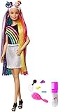 barbie haare färben Die Barbie Regenbogen-Glitzerhaar Puppe inspiriert kleine Stylistinnen mit dem Glitzergel, dem Styling-Zubehör und den tollen Funktionen zu einzigartigen Frisuren