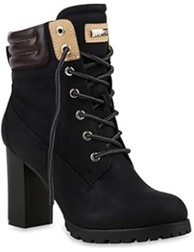 Damen Schnürstiefeletten | Leicht Gefütterte Stiefeletten | Worker Boots Wildleder-Optik |Halbhohe Stiefel Booties...