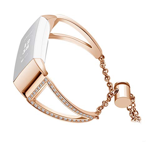 Preisvergleich Produktbild LCLrute für Fitbit Charge 3 Armband,Weiblich Metall Uhrenarmband Ersatzarmband Uhrenband Watchband Strap für Fitbit Charge 3 Smartwatch
