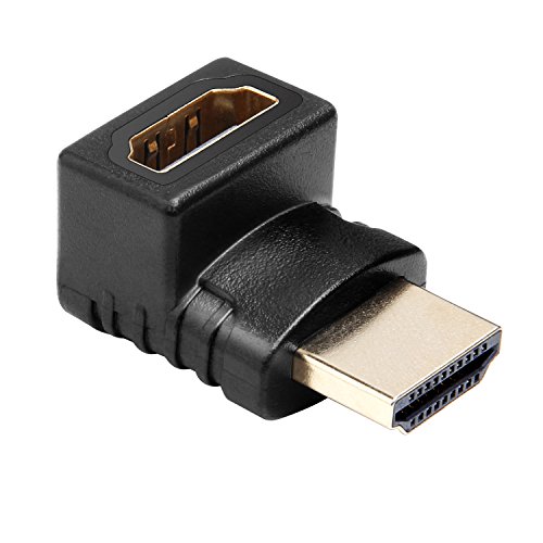 AMANKA HDMI Adapter HDMI Stecker auf Buchse Kupplung High Speed HDMI Connector, 90 Grad Winkelstecker mit Vergoldete Kontakte unterstützt 3D, 4K, Full HD, 1080P - Schwarz