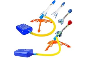 deAO 2-IN-1 Super Stomp and Launch Rocket Play Set Game for Children Includes Light up Foam Rockets for Indoor and Outdoor Use