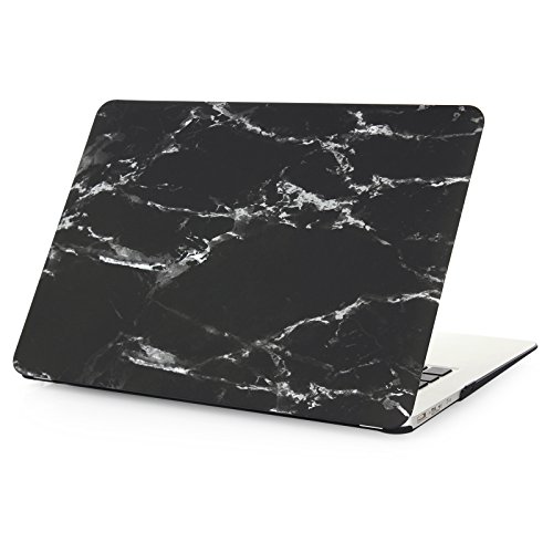 HASESS Schwarz und Weißer Marmor Muster Gummi Coated Schutz Hülle Case Schale Abdeckung für 13 Zoll Apple MacBook Air 13.3″ (Modell A1369 / A1466 + Klar TPU Tastatur Abdeckung + Klar LCD-Schirm-Schutz – Schwarz und Weiß Marmor - 5
