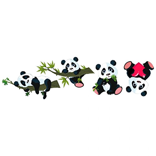 Wall-Art – Wandsticker, Wandtattoo, Aufkleber XXL Panda Bären Set – Bogengröße: 145×41 cm – WA-AL-102 - 3