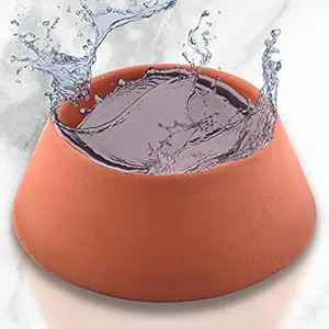 PALLY Pets' Products Eco-Friendly Natural Clay Cat or Dog Bowl | Keeps Water Cool | No-Spilling of Water on Floor (Raw Terracotta, Small / 550ml)