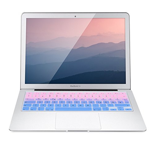 kwmobile Tastaturschutz Apple MacBook Air 13“/ Pro Retina 13“/ 15“ – QWERTZ Silikon Laptop Tastaturfolie – Notebook Tastaturschutzfolie Hellblau Rosa - 4