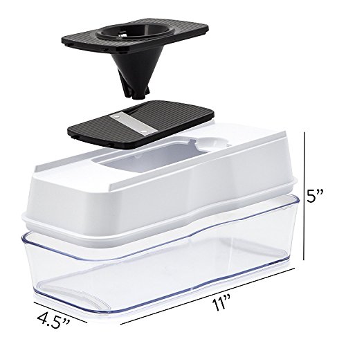 Spiralschneider Mandoline-Gemüsehobel Julienneschneider – 5-in-1 – Perfekt für Gemüsespaghetti inkl. Auffangbehälter – Zucchini-Spiralschneider & Käsehobel – der beste Mandoline-Multischneider - 3