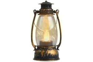 PW TOOLS LED Vintage Lantern | Battery or Wired | Flickering Flame for Table Decor