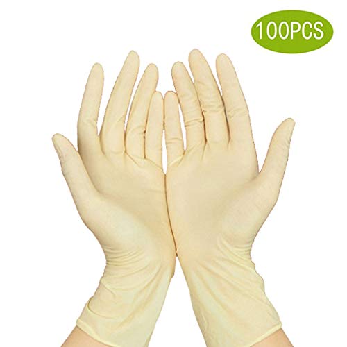 Preisvergleich Produktbild CLQ Latexhandschuhe Einweghandschuhe aus Industrielatex - 4 Mil, strukturiert, puderfrei, beidhändig, mittelgroß, Packung mit 100 Stück (Size : M)