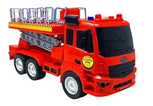 Miniature Mart Big Size Construction & Fire Series Truck Toys for Boys & Girls with Working Elements , Light & Realistic Truck Sound | Toys for Kids | Made in India | 3+ (Fire Elevating Truck)