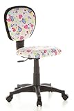 hjh OFFICE 670170 chaise de bureau enfant, chaise enfant KIDDY TOP motif fleurs/cœurs sans accoudoirs, dossier ergonomique, réglable en hauteur, tissu en maille, résistant et antitâches
