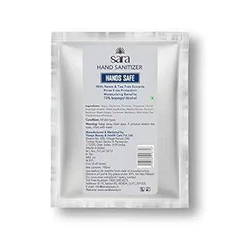 SARA SOUL OF BEAUTY Instant Hand Sanitizer Refill Sachets 70% Isopropyl Alcohol Hands Safe Sanitizing Gel Rub Germ Protection Palm Cleanser, 100 ml