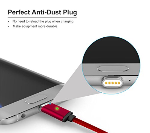 Lively Life Magnetic Type C Chargeur C  ble Sync Cordon de Charge avec 2 connecteurs pour Samsung  Huawei  Nouveau Macbook  HTC  Sony et Plus USB C p  riph  riques 3 3ft   1m  Rouge 