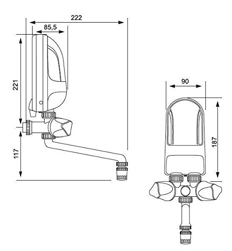 Durchlauferhitzer 4,5 kW 230V DAFI Übertisch m. Armatur Mini Klein - 2