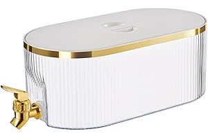 KEYET Drinks Dispenser with Tap,Fridge Water Dispenser Plastic Water Container Beverage Dispenser Summer Reusable Large Capacity Juice Dispenser for Drink, Juice, Iced Tea, Lemonade (Elegant White)
