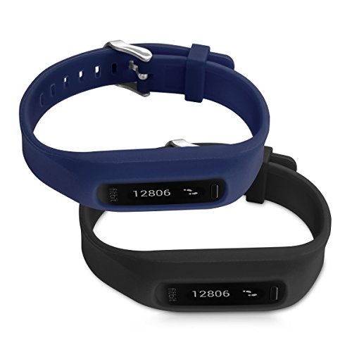 kwmobile 2in1 Set: 2x Sport Ersatzarmband für Fitbit One in Schwarz Dunkelblau Innenmaße: ca. 14 – 20 cm – Silikon Armband mit Uhrenverschluss ohne Tracker - 5