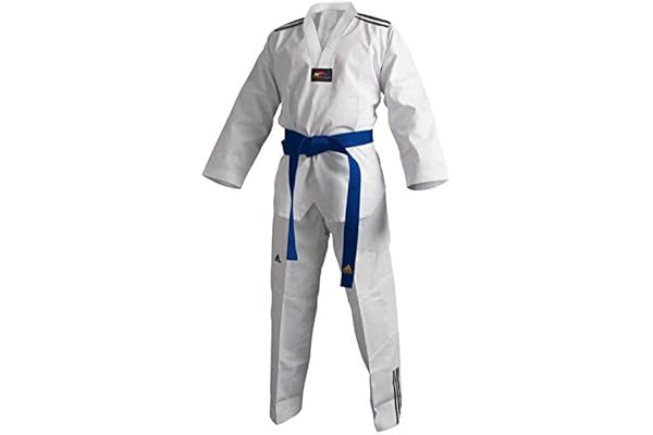 Adidas Dobok de Taekwondo Adi-Club à col noir, Mixte, TCB02, Blanc - blanc, 170