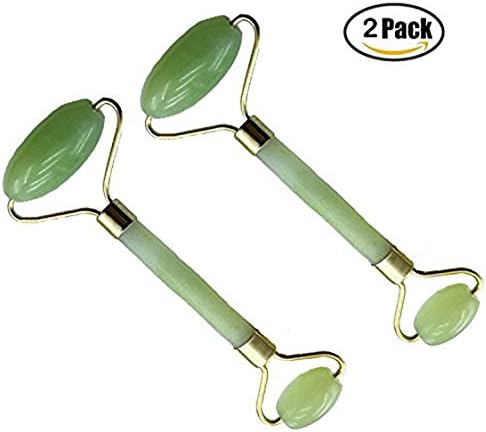 2 Pack Natural Jade Roller Facial Massager SPA Face Massage Anti Aging Cold Therapy Beauty Sliming Tool Rejuvenates Face and Neck Skin