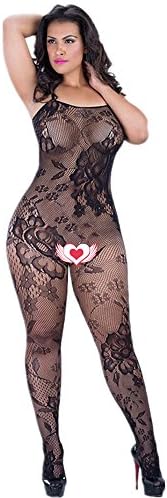 Lingerie Bodystockings,Women Stretch Fishnet Sexy Lace Crotchless Underwear Bodysuit Black Onesize, For Dating Nightwear (Black 1)