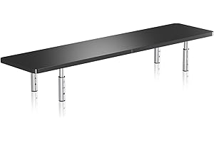 suptek Wooden Monitor Stand Riser for Computer, Laptop, Printer, Notebook and Flat Screens, 800x200mm Vented Platform, Max 30kg, 3 Adjustable Heights with Extra Large Underneath Storage Space MST016