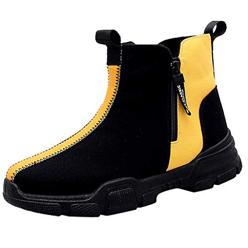 SOMEUSN - Bottes Montantes à Glissière en Daim De Couleur Assortie pour Hommes Chaussures Antidérapantes Epaisses Baskets Bottes Hautes pour Hommes